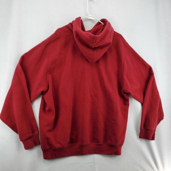 REEBOK Shirt Men's Long Sleeve Hooded Pullover Sweatshirt Drawstring Red XL - Picture 8 of 12